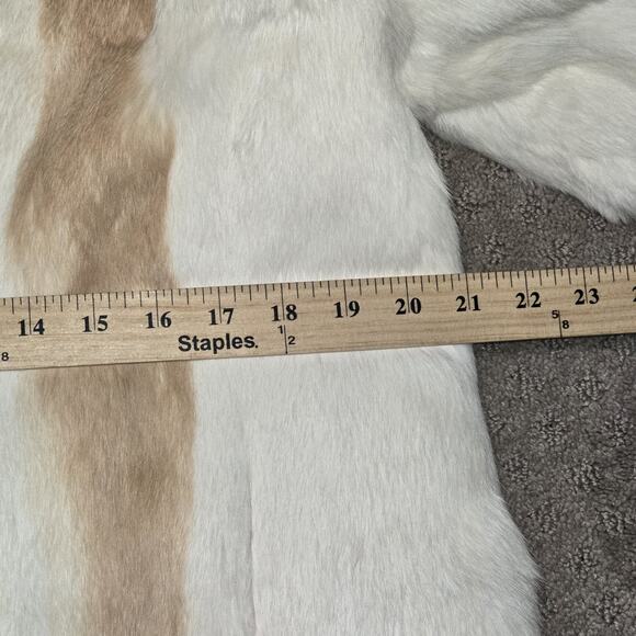 Genuine Rabbit Fur Jacket Cream & Tan French Origin Satin Lined Hook & Eye Med - Picture 9 of 14